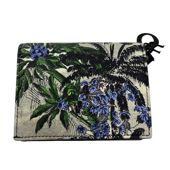Christian Dior Toile De Jouy Tropical Printed Leather Snap Wallet - Picture 2 of 8